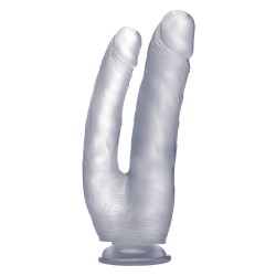 DILDO DUPLO REALÍSTICO REALROCK 10” TRANSPARENTE