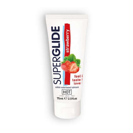 LUBRIFICANTE COMESTÍVEL HOT™ SUPERGLIDE MORANGO 75ML