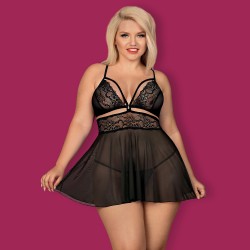 BABYDOLL E TANGA 838-BAB TAMANHO QUEEN OBSESSIVE PRETO