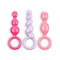 CONJUNTO DE 3 PLUGS ANAIS BOOTY CALL SATISFYER COLORIDOS