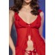 CAMISA DE NOITE E TANGA CR-4696 VERMELHA CHILIROSE