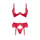 CONJUNTO DE 3 PEÇAS ROSE VERMELHO BEAUTY NIGHT FASHION