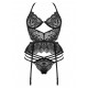 CORPETE E TANGA LACE TEMPTATION PRETO BEAUTY NIGHT FASHION