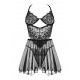 CAMISA DE NOITE E TANGA DARK MIRAGE PRETA BEAUTY NIGHT FASHION