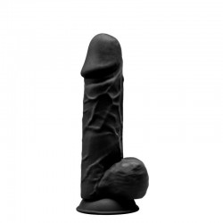 DILDO REALISTA DUAL DENSITY COM TESTÍCULOS PRETO MOD. 4 8.5" SILEXD