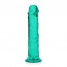 DILDO STRAIGHT REALISTIC CRYSTAL CLEAR 7 /18 CM VERDE REALROCK