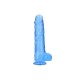 DILDO REALISTA COM TESTÍCULOS CRYSTAL CLEAR 10 /25,4 CM AZUL REALROCK