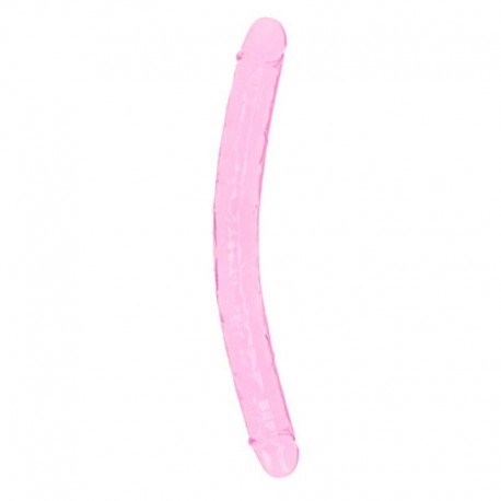 DILDO DUPLO CRYSTAL CLEAR 13 /34 CM ROSA REALROCK