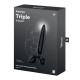 DILDO DE VIDRO COM PLUG TRIPLE CRYSTAL 1 PRETO SATISFYER