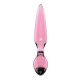 DILDO DE VIDRO COM PLUG TRIPLE CRYSTAL 2 ROSA SATISFYER