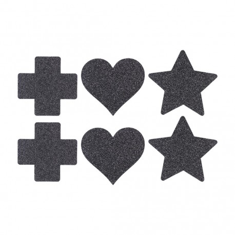CONJUNTO DE 3 TAPA MAMILOS CROSS STAR HEART PRETOS LE DÉSIR 
