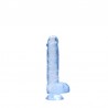DILDO REALISTA COM TESTÍCULOS CRYSTAL CLEAR 6 /15 CM AZUL REALROCK