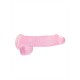 DILDO REALISTA COM TESTÍCULOS CRYSTAL CLEAR 6 /15 CM ROSA REALROCK