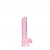 DILDO REALISTA COM TESTÍCULOS CRYSTAL CLEAR 6 /15 CM ROSA REALROCK