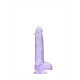 DILDO REALISTA COM TESTÍCULOS CRYSTAL CLEAR 6 /15 CM ROXO REALROCK
