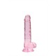 DILDO REALISTA COM TESTÍCULOS CRYSTAL CLEAR 7 /18 CM ROSA REALROCK