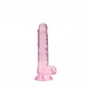 DILDO REALISTA COM TESTÍCULOS CRYSTAL CLEAR 7 /18 CM ROSA REALROCK