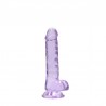 DILDO REALISTA COM TESTÍCULOS CRYSTAL CLEAR 7 /18 CM ROXO REALROCK