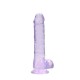 DILDO REALISTA COM TESTÍCULOS CRYSTAL CLEAR 8 /21CM ROXO REALROCK