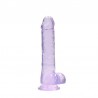DILDO REALISTA COM TESTÍCULOS CRYSTAL CLEAR 8 /21CM ROXO REALROCK
