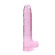DILDO REALISTA COM TESTÍCULOS CRYSTAL CLEAR 9 /23 CM ROSA REALROCK