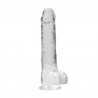 DILDO REALISTA COM TESTÍCULOS CRYSTAL CLEAR 9 /23CM TRANSPARENTE REALROCK