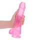 DILDO REALISTA COM TESTÍCULOS CRYSTAL CLEAR10 /25,4 CM ROSA REALROCK