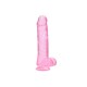 DILDO REALISTA COM TESTÍCULOS CRYSTAL CLEAR10 /25,4 CM ROSA REALROCK