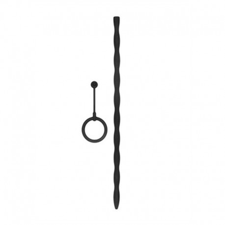 CONJUNTO DE SONDA DE URETRA COM ANEL PENIANO DE SILICONE PRETO OUCH!
