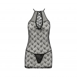 CAMISA DE NOITE E TANGA AZALIA PRETO EROTIC LINE PASSION