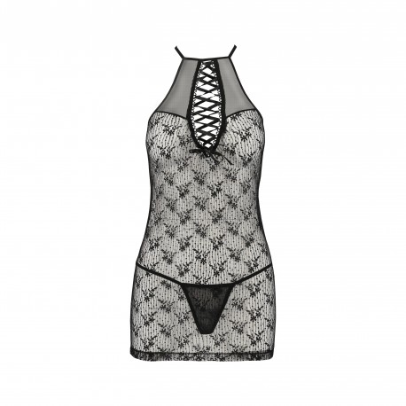 CAMISA DE NOITE E TANGA AZALIA PRETO EROTIC LINE PASSION