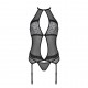 CORPETE E TANGA SATARA PRETO EROTIC LINE PASSION