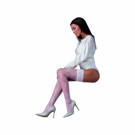 MEIAS DE LIGAS ST119 BRANCAS (20 DEN) GOLD COLLECTION PASSION