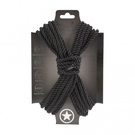 CORDA DE POLIÉSTER PARA BONDAGE 32.8 FT / 10 M PRETA OUCH!