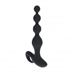 PLUG ANAL VIBRATÓRIO DE SILICONE COM PÉROLAS E COMANDO REMOTO PRETO LEVELZ