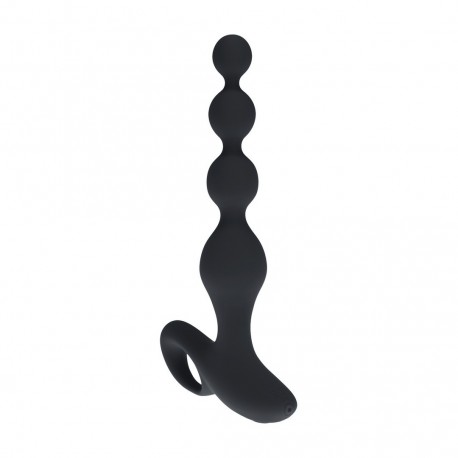 PLUG ANAL VIBRATÓRIO DE SILICONE COM PÉROLAS E COMANDO REMOTO PRETO LEVELZ