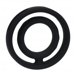 ANEL PARA O PÉNIS E TESTÍCULOS CLÁSSICO EM SILICONE COM ESTRIAS PRETO LEVELZ 