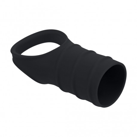 ANEL PARA O PÉNIS EM SILICONE COM MANGA ESTRIADA PRETO LEVELZ 