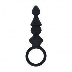 SONDA ANAL EM SILICONE COM ESTRIAS COM ASA PRETO LEVELZ 