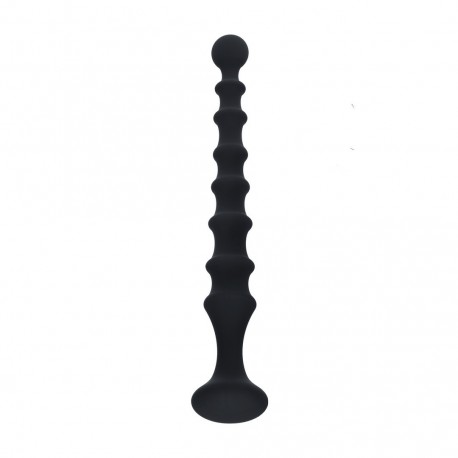 SONDA ANAL DE SILICONE ESTRIADA PRETA LEVELZ 