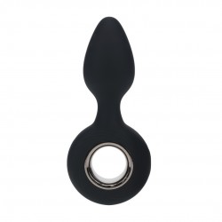 PLUG ANAL DE SILICONE COM VIBRAÇÃO E ALÇA PRETO LEVELZ 