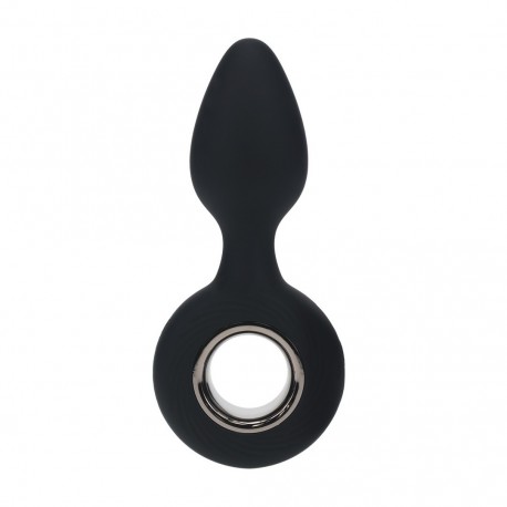 PLUG ANAL DE SILICONE COM VIBRAÇÃO E ALÇA PRETO LEVELZ 