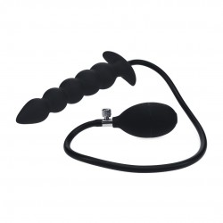 PLUG ANAL DE SIICONE INSUFLÁVEL COM PÉROLAS PRETO LEVELZ