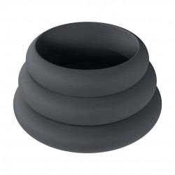CONJUNTO DE 3 ANÉIS EM SILICONE PARA O PÉNIS WIDE O S/M/L PRETO LEVELZ