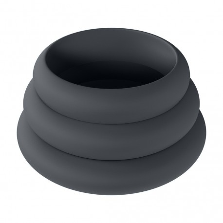 CONJUNTO DE 3 ANÉIS EM SILICONE PARA O PÉNIS WIDE O S/M/L PRETO LEVELZ