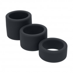 CONJUNTO DE 3 EXTENSORES PARA TESTÍCULOS EM SILICONE LIQUÍDO S/M/L PRETO LEVELZ
