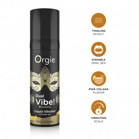 VIBRADOR LÍQUIDO COM SABOR A PIÑA COLADA DUAL VIBE 15ML ORGIE