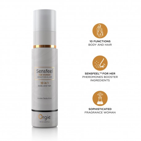 LOÇÃO 10 EM 1 PARA CORPO E CABELO COM FEROMONAS SENSFEEL FOR WOMAN 100ML ORGIE