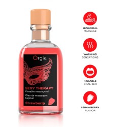 KIT DE MASSAGEM BEIJÁVEL SEXY THERAPY MORANGO ORGIE 100ML