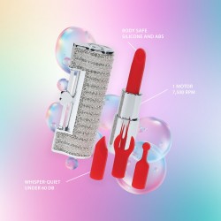 VIBRADOR COM 4 ACESSÓRIOS ANGEL LIPSTICK CLEAR LOVELINE
